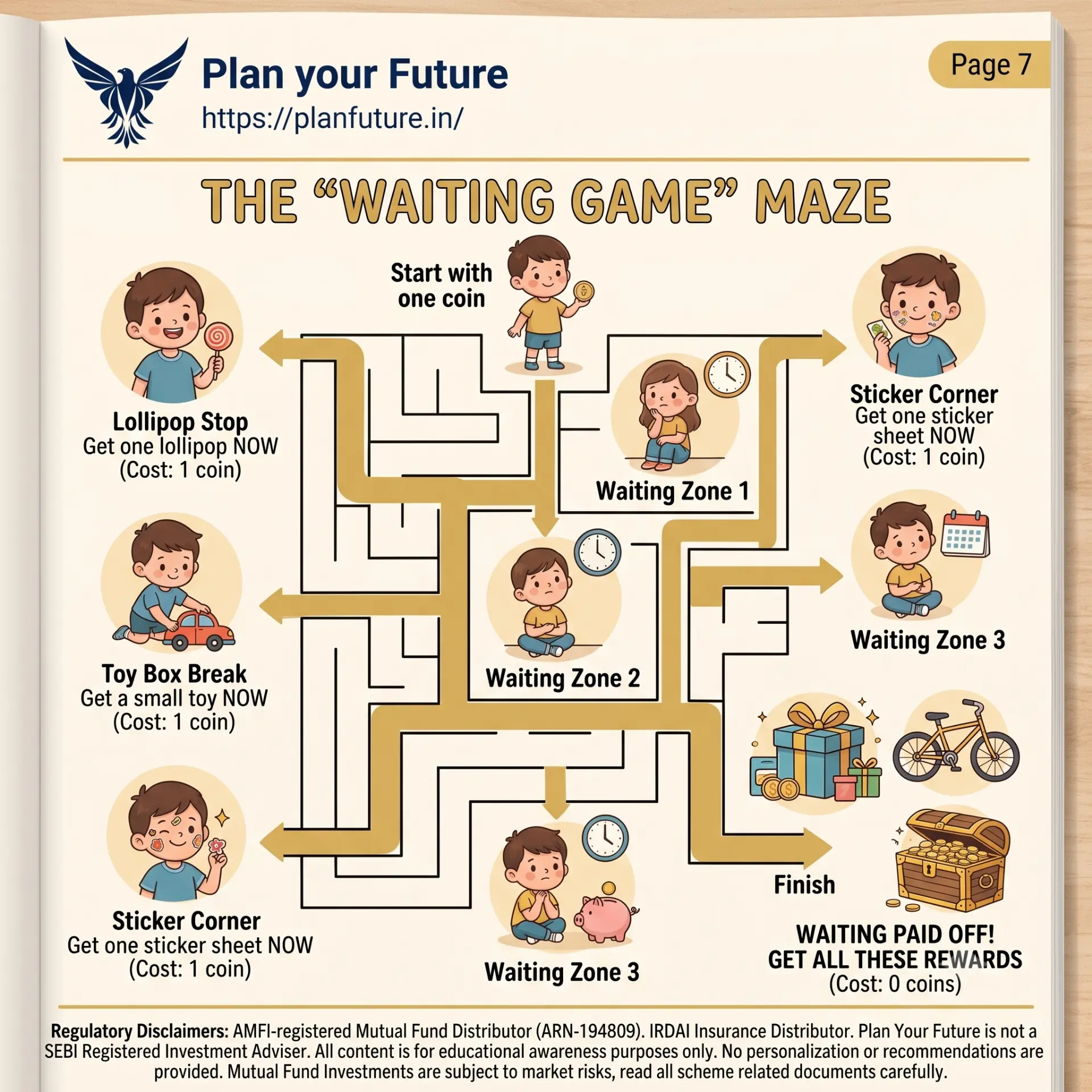 Page 7 — The waiting game maze — My First Money Adventure