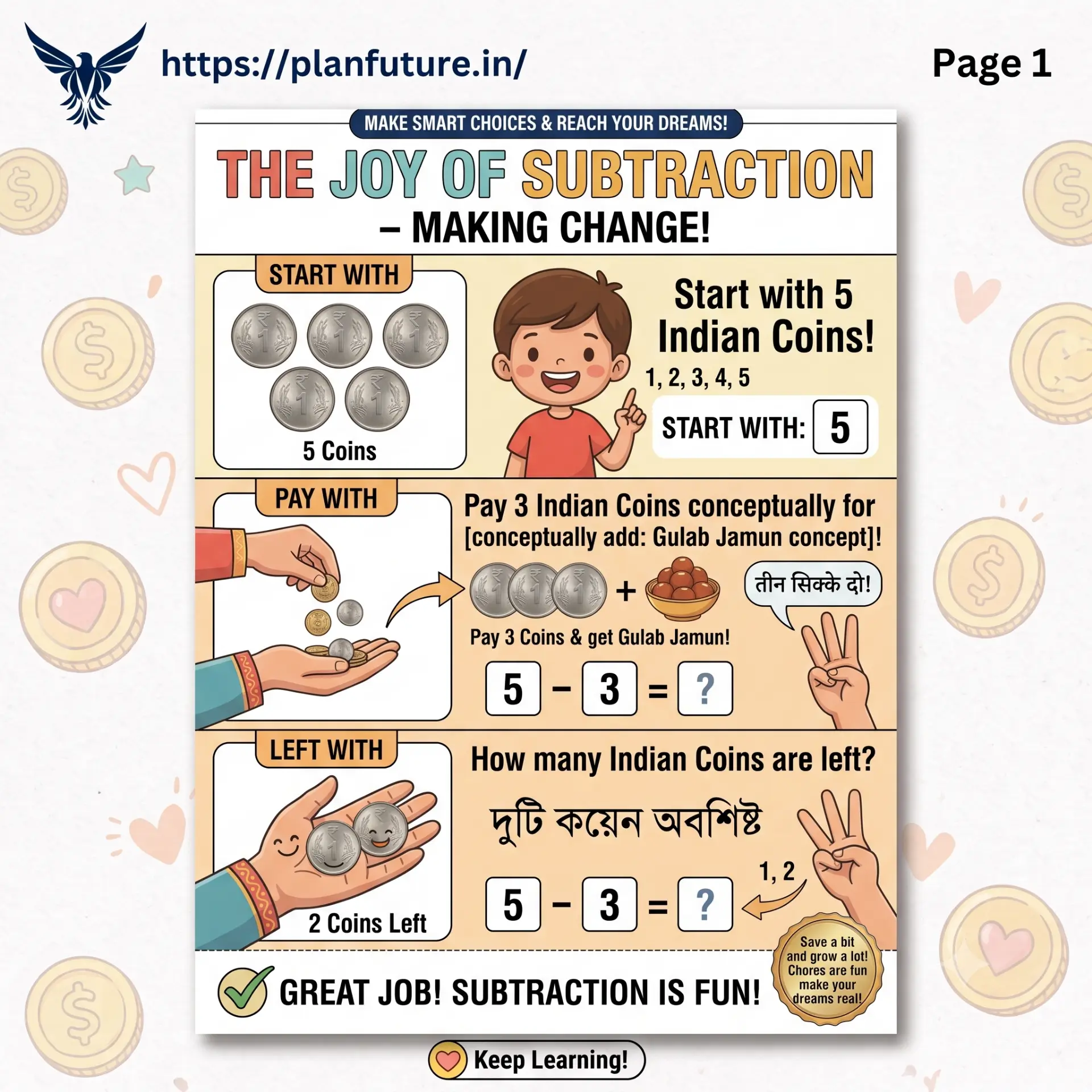 The joy of subtraction — making change — Pocket Money Basics